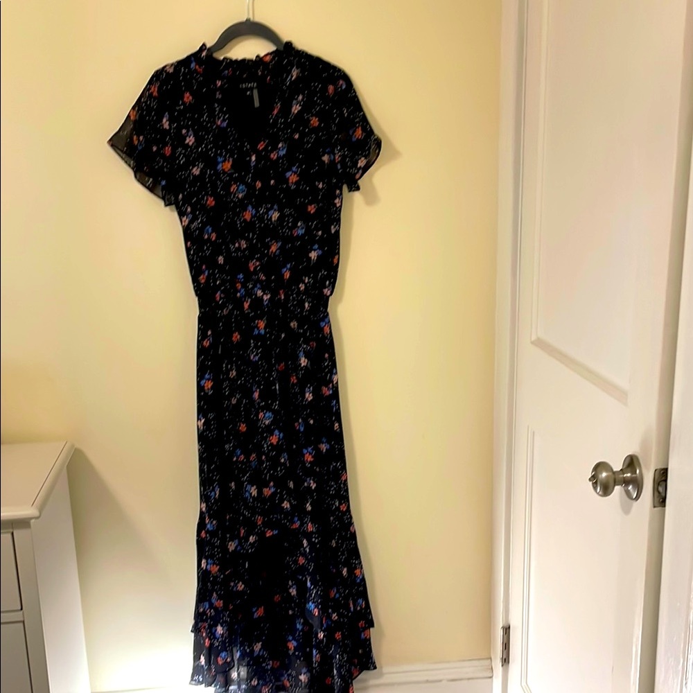 1. State Black Flutter Sleeve Maxi Sundress